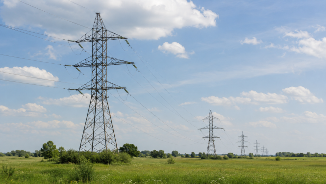 elektrības pārvades sistēma pļavā